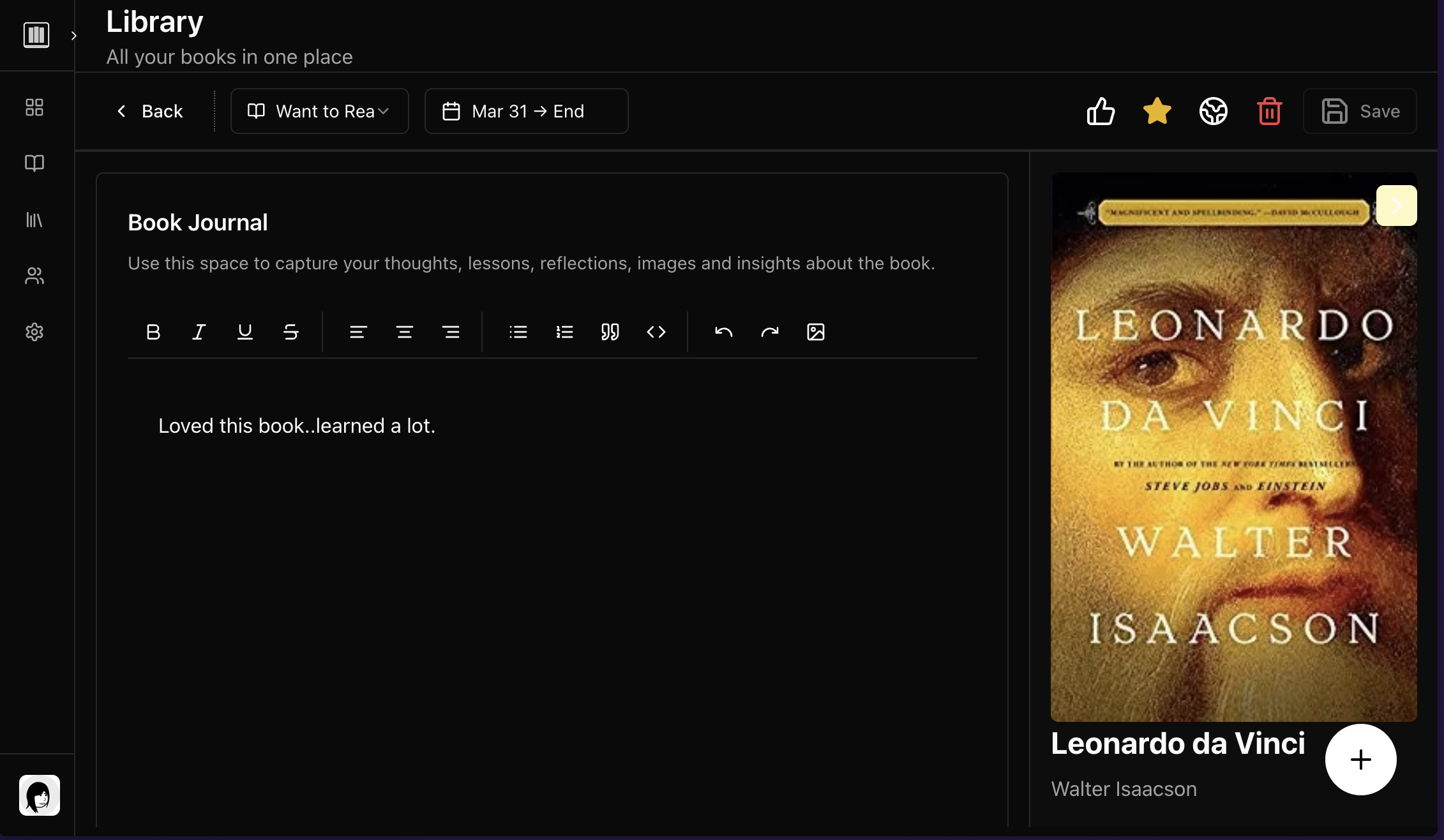 Journal your reading thoughts and highlights